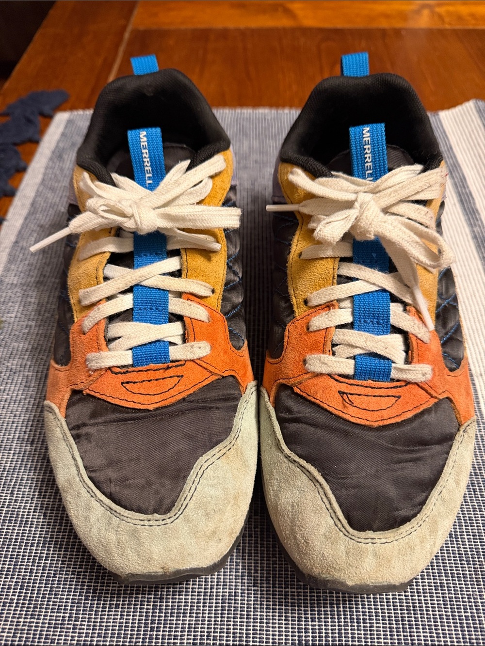 Merrell Men’s Suede & Mesh Trail Sneakers - Blue/Orange/Tan